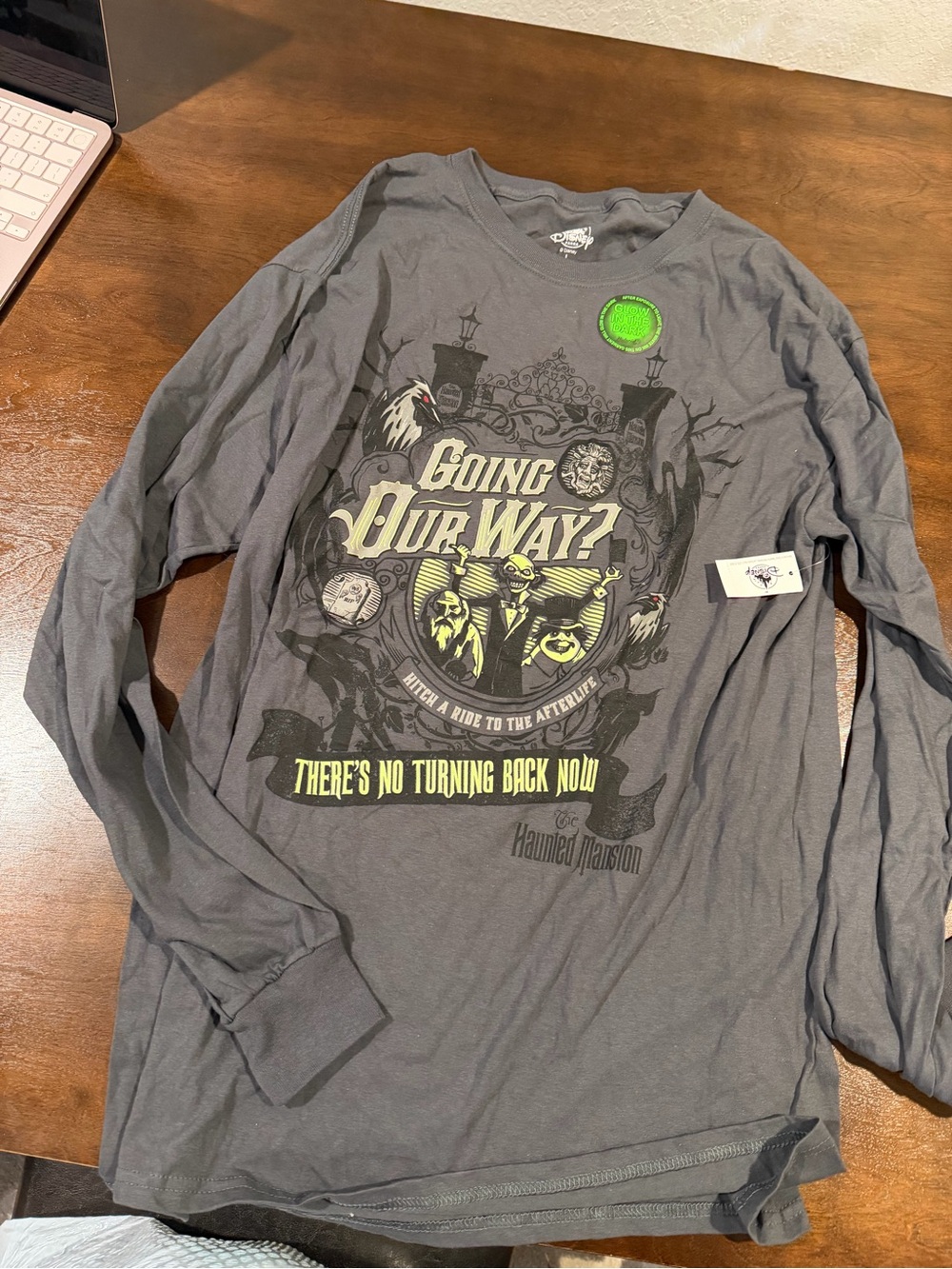 Disney Haunted Mansion 'Going Our Way?' Men's Long Sleeve Glow in the Dark Tee
